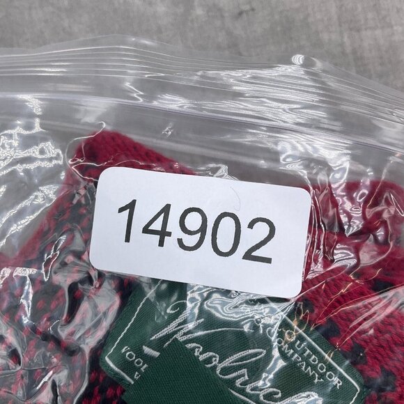 Woolrich‎ Cardigan Women Large Red Black Zip Basket Weave Check Cotton Sweater - Picture 11 of 11